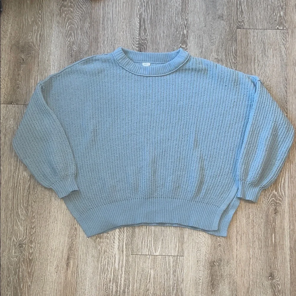 Aerie Light Blue Crew Neck Sweater oversized small pullover - Picture 2 of 7